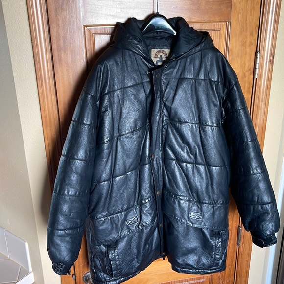 PHASE 2 Men’s Heavy Leather Jacket. Inner lining tear by armpit. Vintage 90’s. - Picture 2 of 5